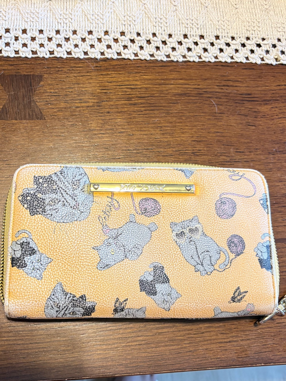 Betsey Johnson leather cat wallet